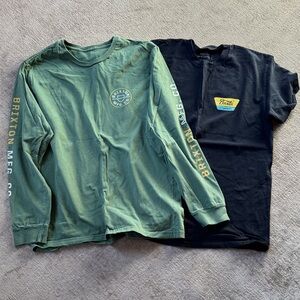 Brixton Men’s Green Long Sleeve and Black Short Sleeve Tees Bundle of 2 USED
